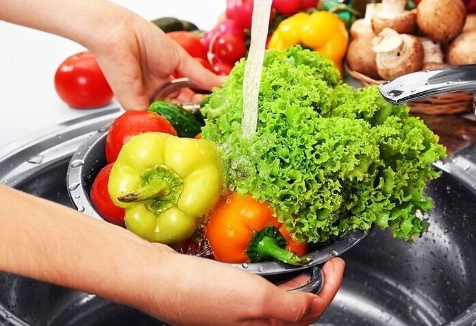 wash vegetables and herbs to prevent parasite infection